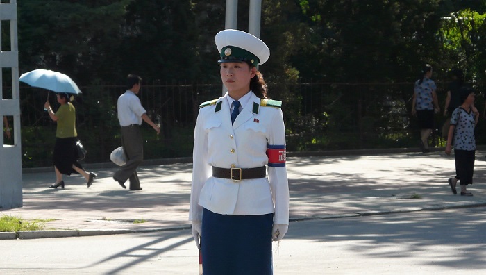 agent de traffic à Pyongyang
